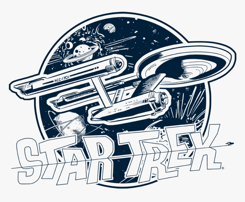 Star Trek Retro Enterprise Youth T Shirt - Star Trek Enterprise Stencils, HD Png Download