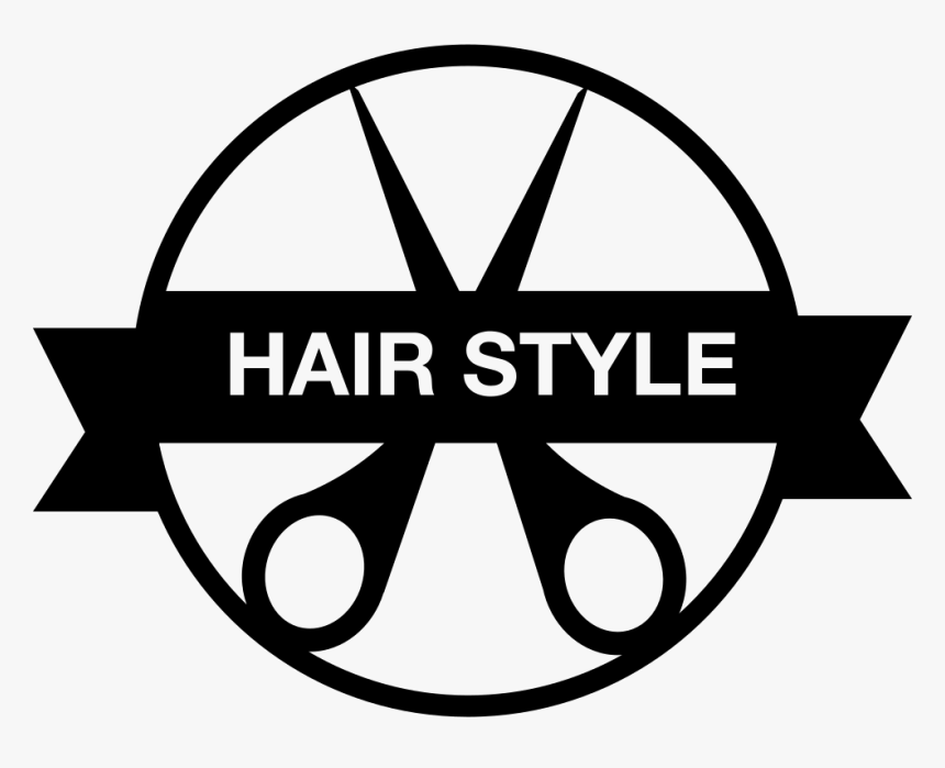 Hair Style Badge With A Scissor And Banner - Hairstyle Free Logo Png, Transparent Png