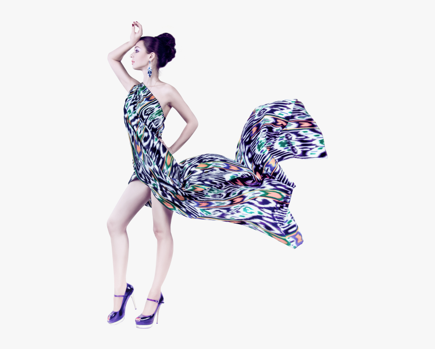 Young Woman In Fashion Flying Fabric Dress Png Image - Transparent Background Fashion Png, Png Download