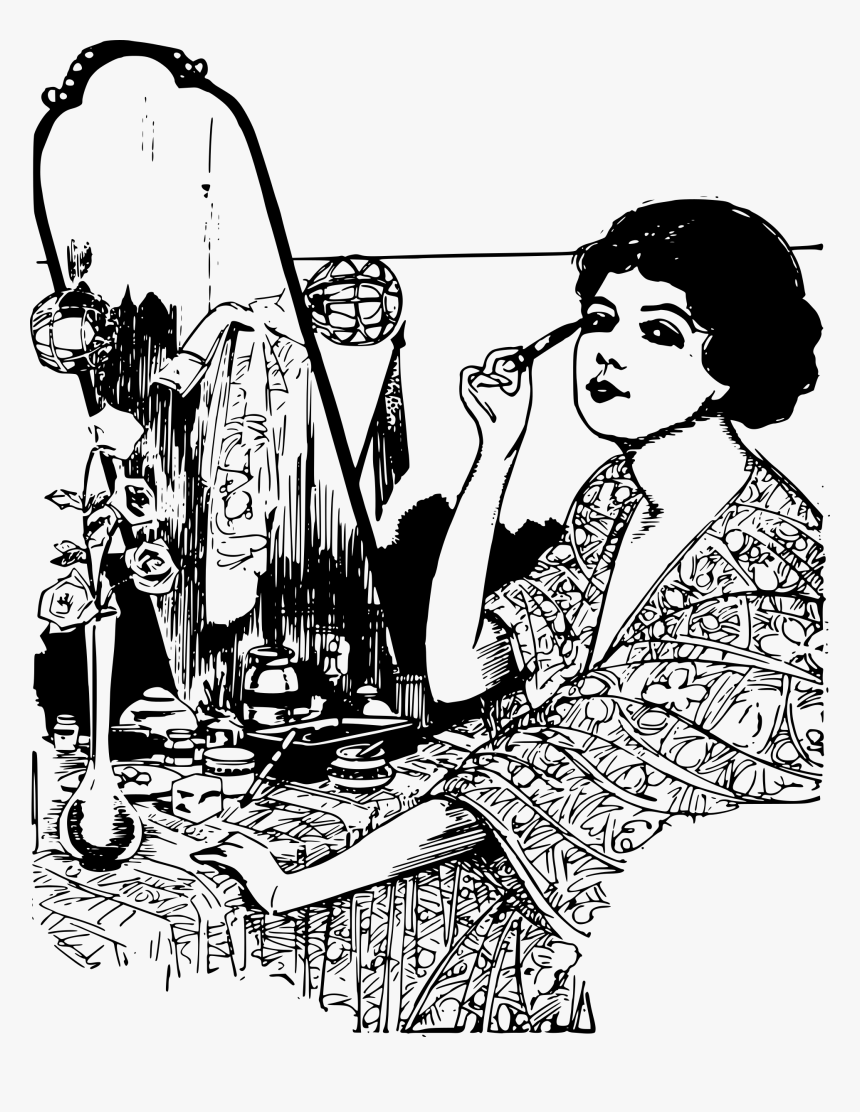 Lady Puts On Makeup Clip Arts - Make Up Clipart Black And White, HD Png Download