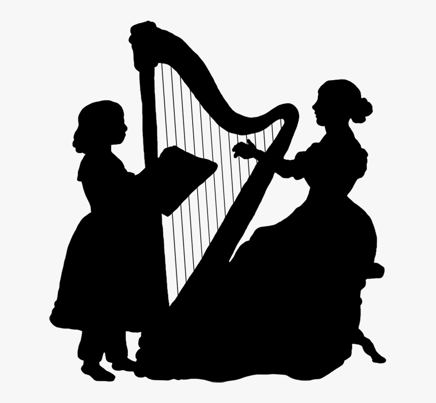 Woman Playing The Harp Silhouette - Lady Playing Harp Silhouette, HD Png Download