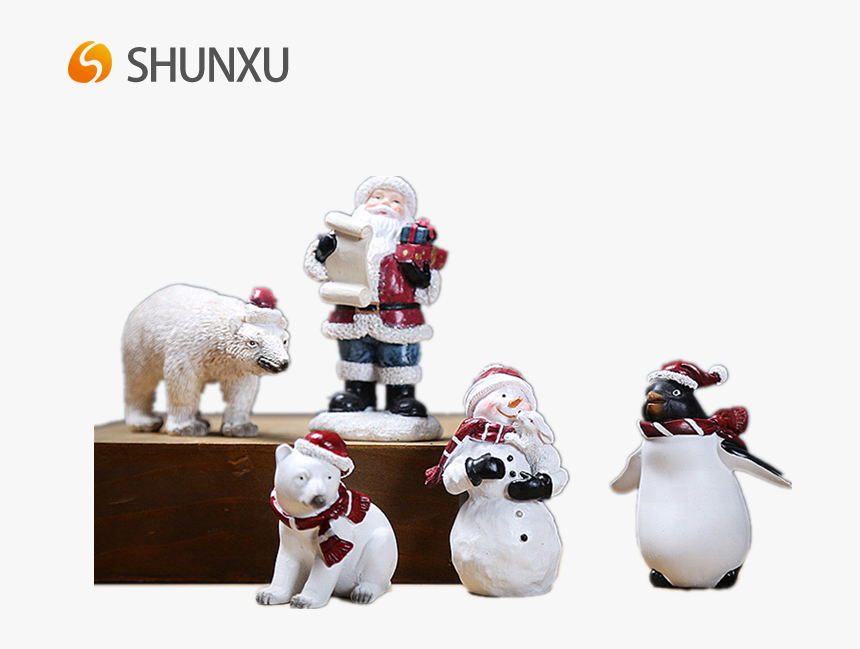 Regalo De Navidad Blanco Set Figurita Perro Oso Pingüino - Santa Claus, HD Png Download