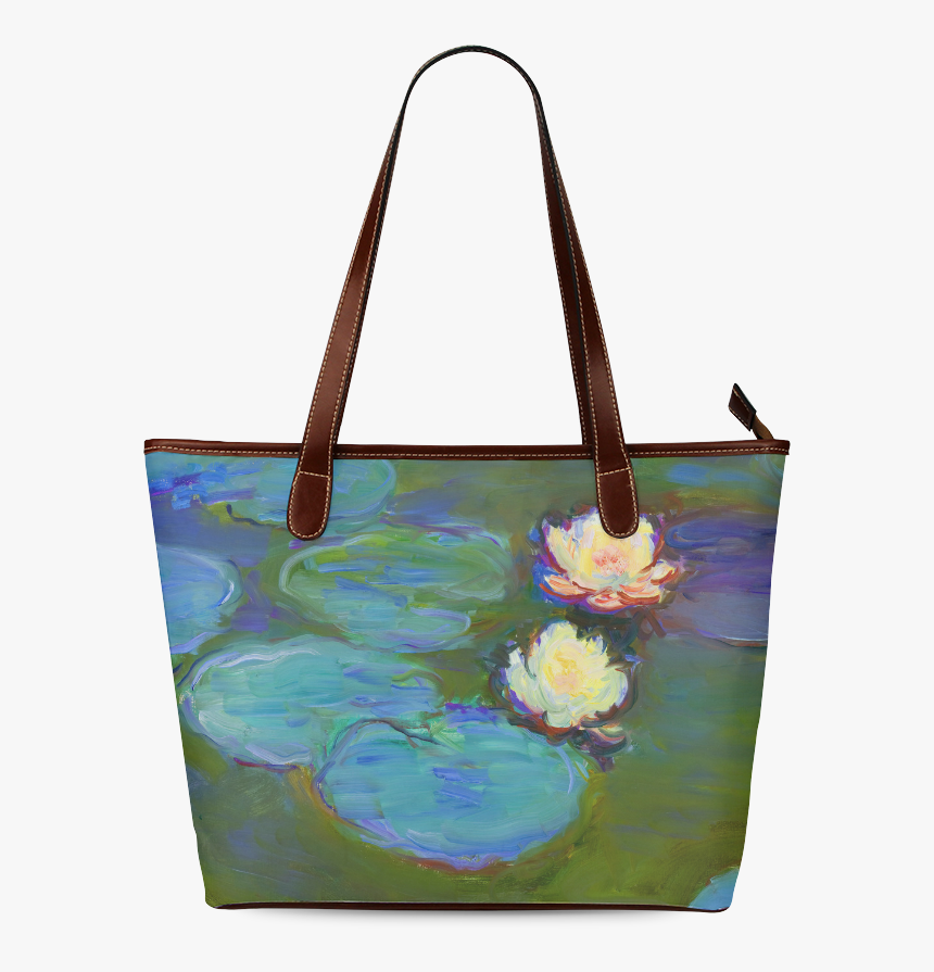 Monet Water Lilies Shoulder Tote Bag - Coach Tote Zip Pacman, HD Png Download