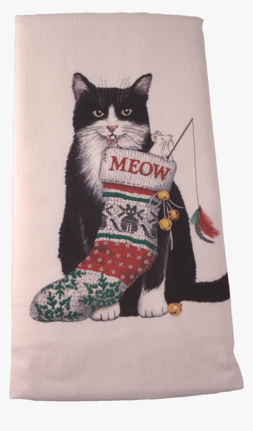 Tuxedo Cat Christmas Flour Sack Dish Towel - Mary Lake Thompson Christmas Cat Towels, HD Png Download