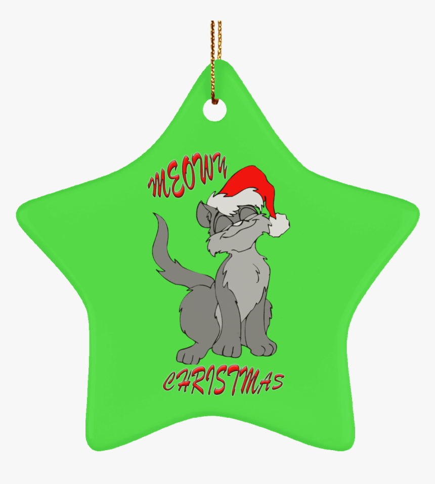 Meowy Cat Christmas Tree Ornament Green Round Oval, HD Png Download
