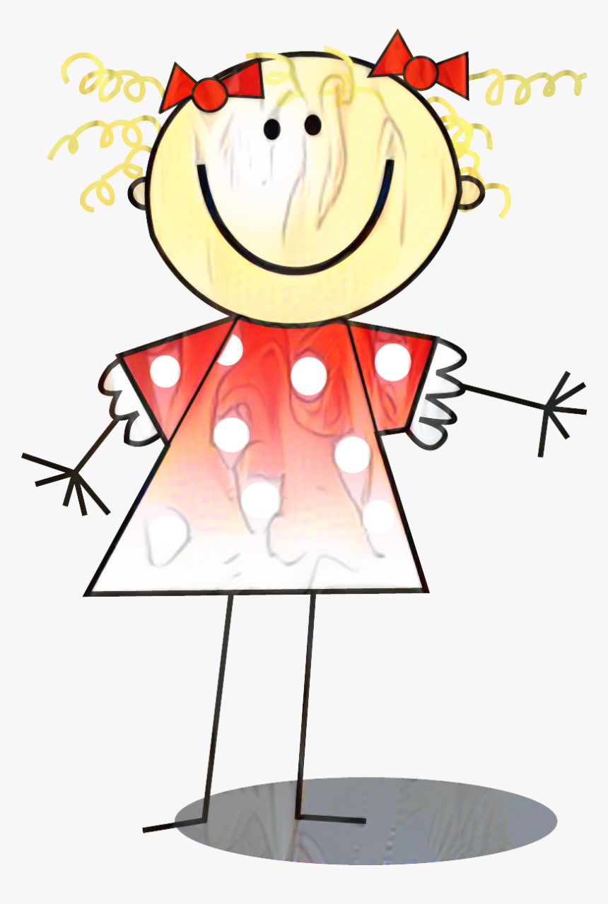 Clip Art Girl Drawing Cartoon Smile - Polka Dot Clipart, HD Png Download