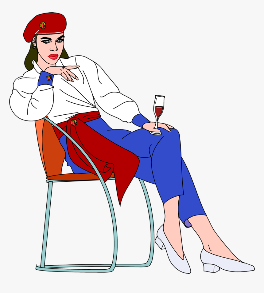 Transparent Beautiful Woman Png - Woman Sitting On Chair Drinking, Png Download
