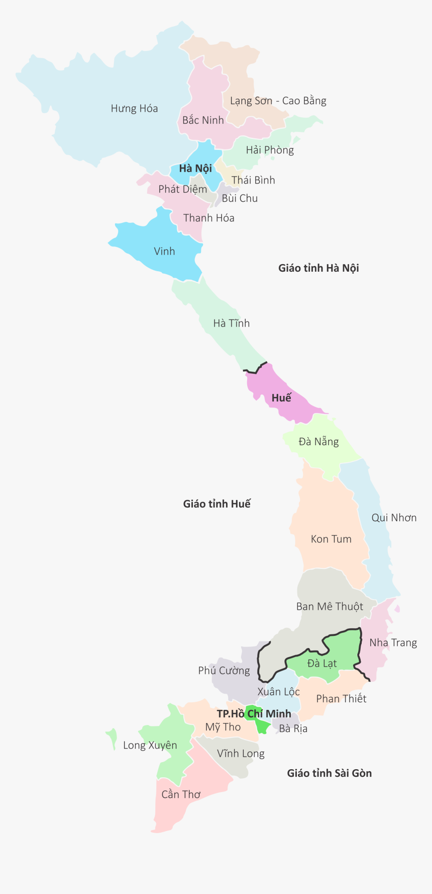 Vietnam Catholic Dioceses Map - Vietnam Outline Map Black, HD Png Download