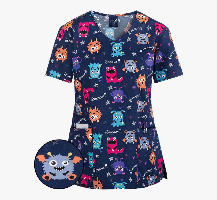 Beary Good Time Scrub Top From Medline, HD Png Download