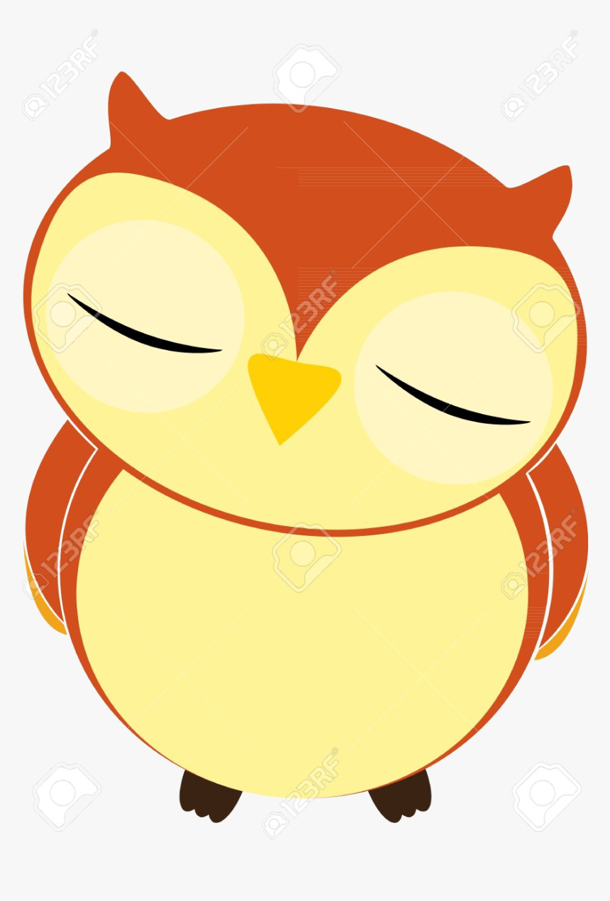 Yellow Owl Sleeping Clipart Transparent Png - Cartoon, Png Download