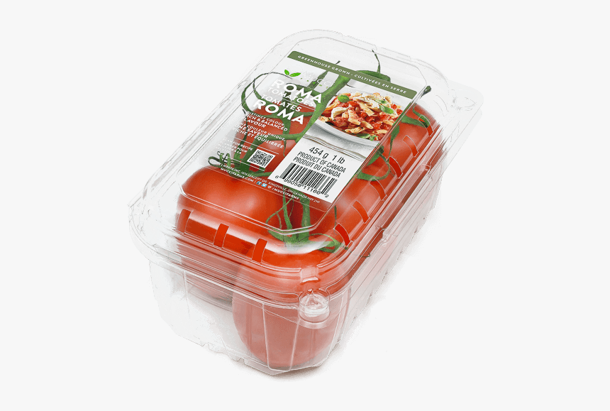 Roma Packaging 1lb Clam New Rev2 - Roma Tomatoes Packaged, HD Png Download