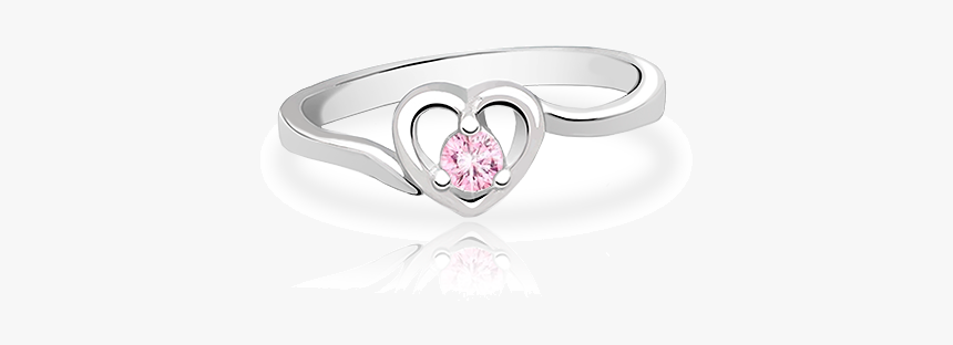Silhouette Sparkle, Pink Cz Heart Ring - Birthstone, HD Png Download