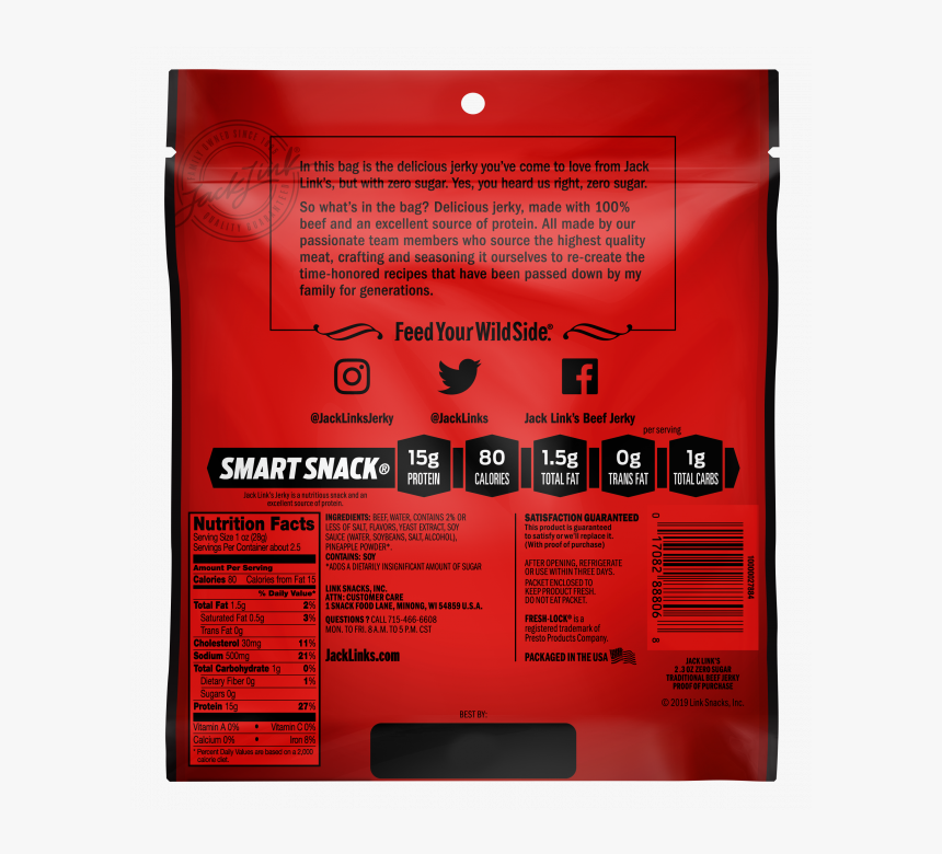 Jack Link's Beef Jerky Nutrition, HD Png Download