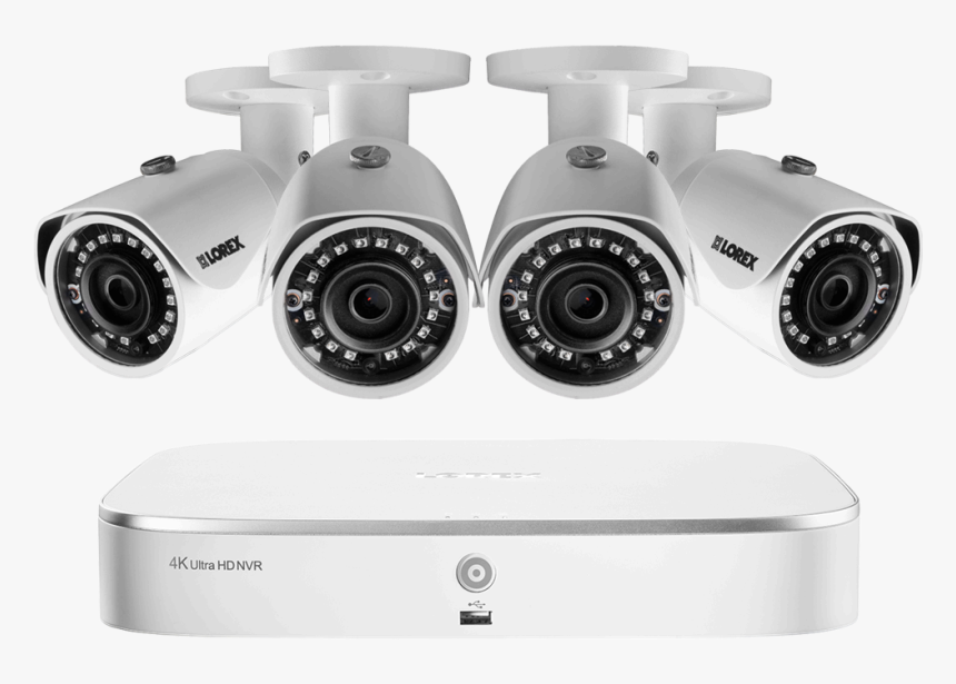 2k Home Security System With 4 Ip Cameras, 130ft Color - 4 Camera Security System Png, Transparent Png
