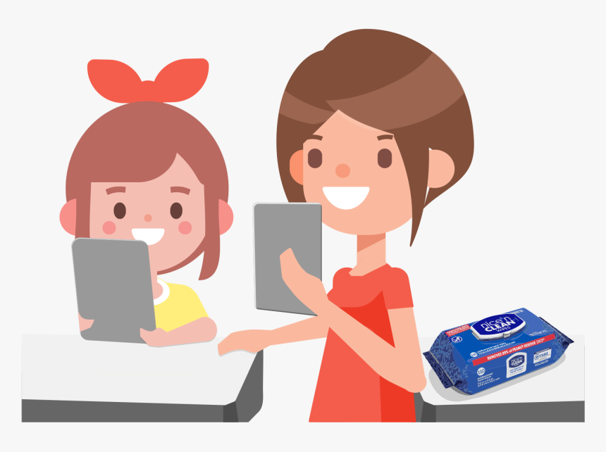 Teachers Using Nice N Clean Wipes - Cartoon, HD Png Download