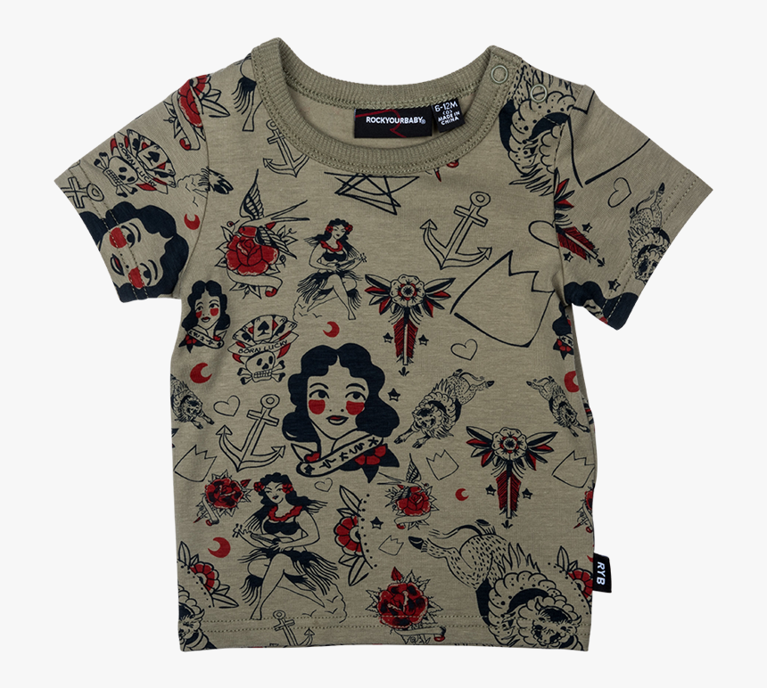 Ryb Rising Sun Tattoo Ss Tee Front V - Vintage Tattoo, HD Png Download