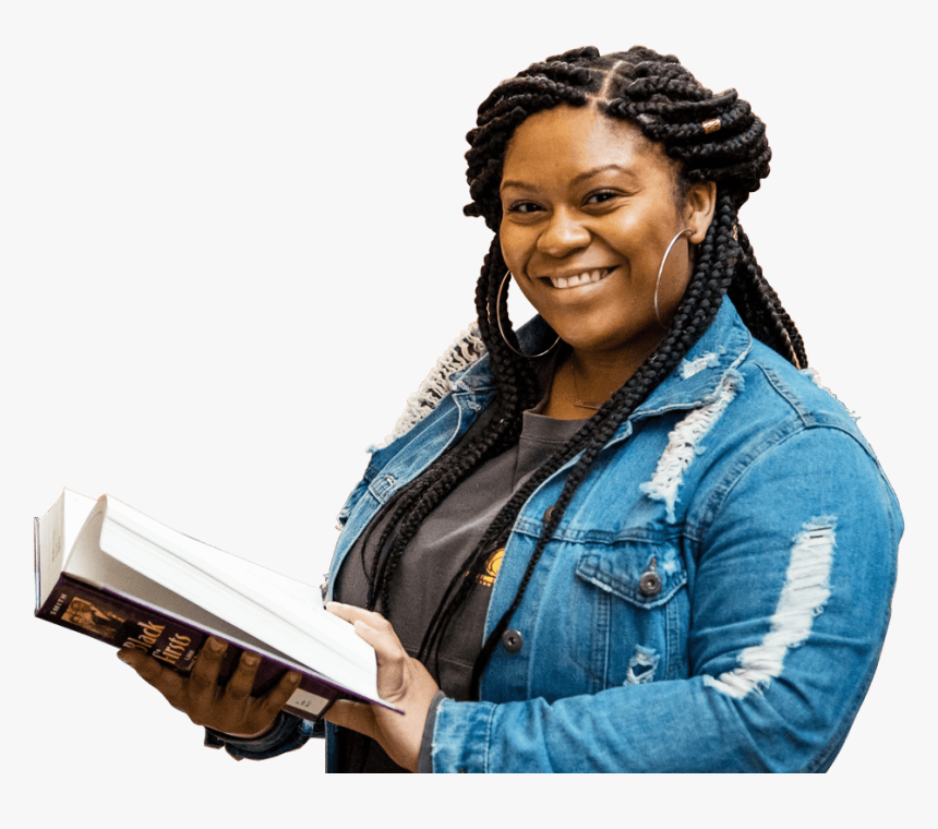 Black Woman Holding A Book - Girl, HD Png Download