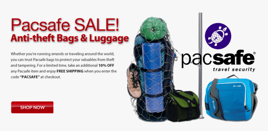 Save 10% Off Your Pacsafe Anti Theft Travel Bags Order - Bag, HD Png Download