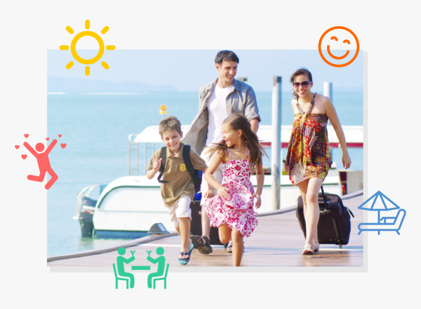 Family On Vacation With Suitcases , Png Download, Transparent Png
