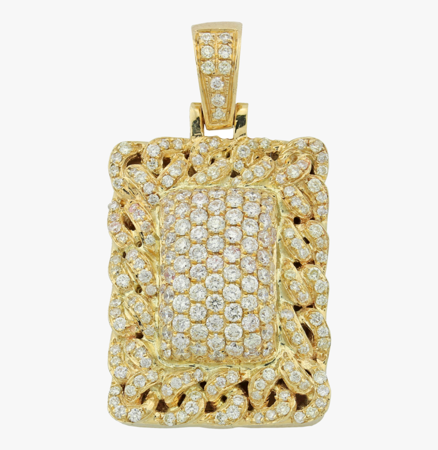 3d Pillow Pendant Cuban Link 14k Yg - Locket, HD Png Download