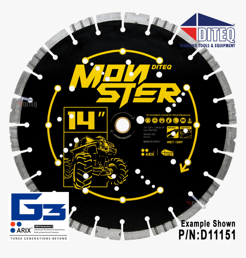 C/a-33mb Arix™ Monster Concrete & Asphalt Blades - Diamond Blade, HD Png Download