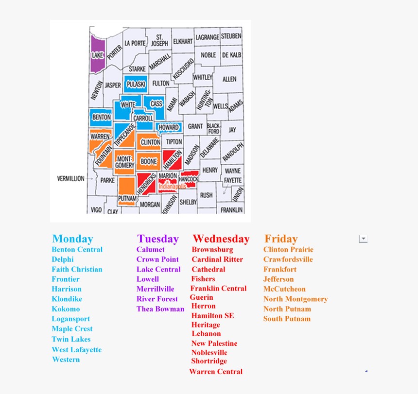 Map Of Indiana Counties, HD Png Download
