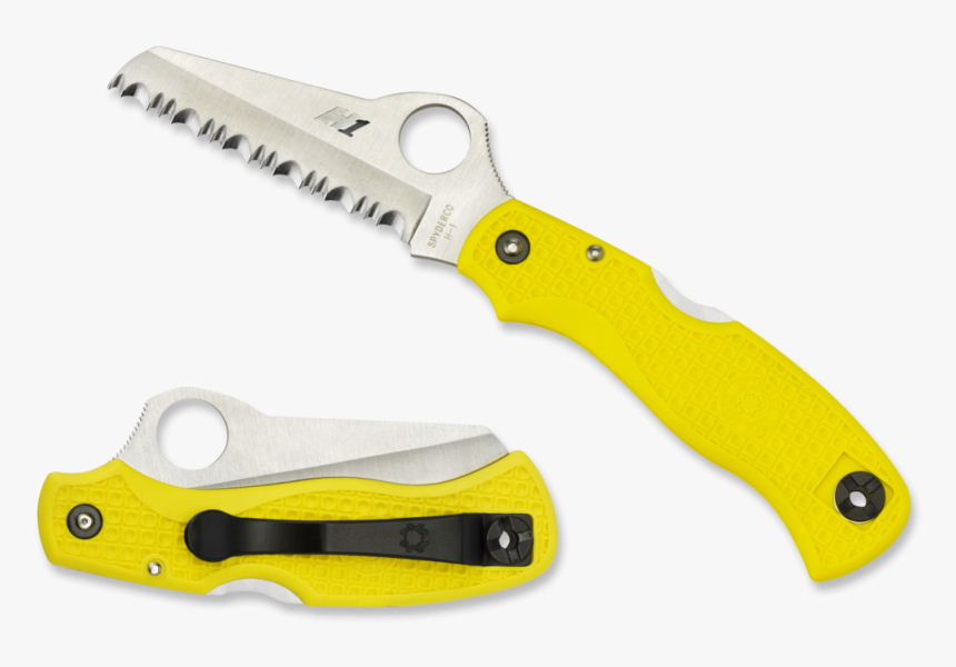 Spyderco Saver Salt Knife 
title Spyderco Saver Salt - Spyderco Saver Salt Yellow Frn H-1 Spyderedge C118syl, HD Png Download