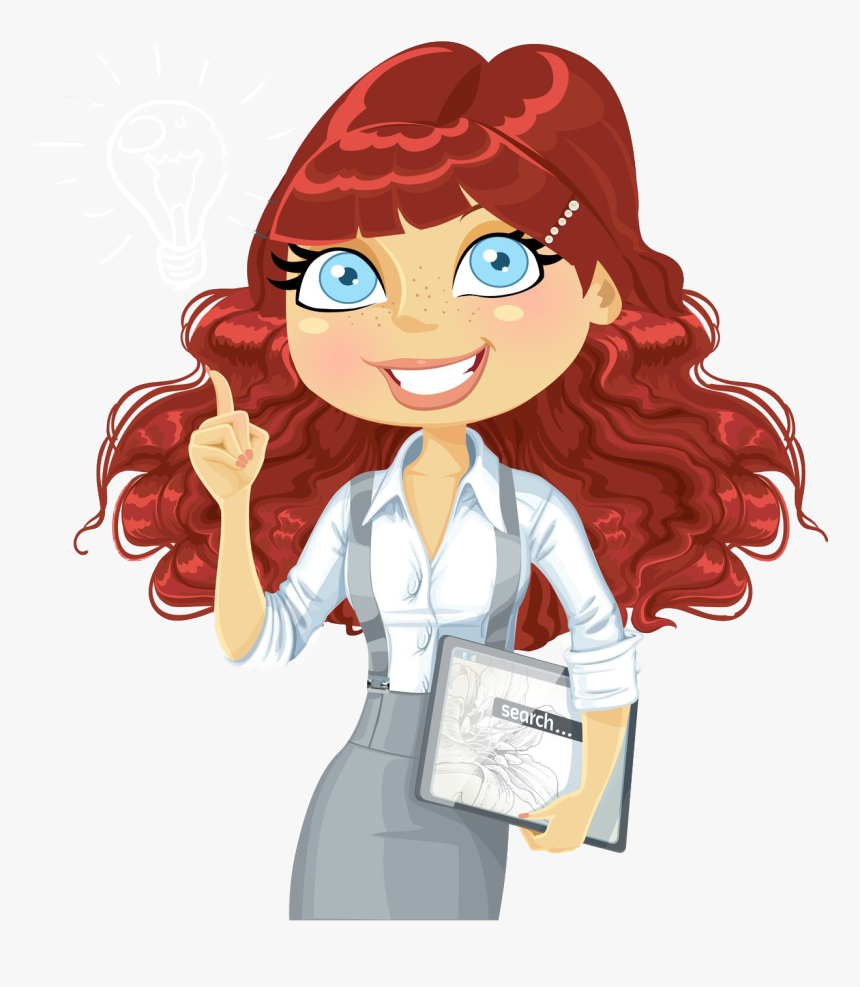 Morning Clipart Job - Cute Girl With Curly Hair Clipart, HD Png Download