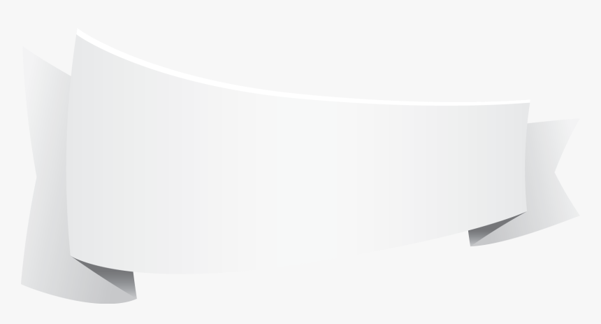 White Right Bend Ribbon Banner With Fold Wedge End - White Banner, HD Png Download