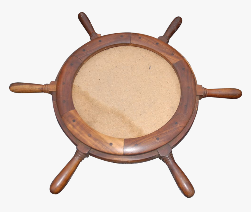Vintage Walnut Ship Steering Wheel Mirror Or Picture Ship's Wheel, HD Png Download