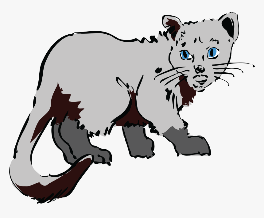 Free Clipart Of A Gray Cat - Cat, HD Png Download