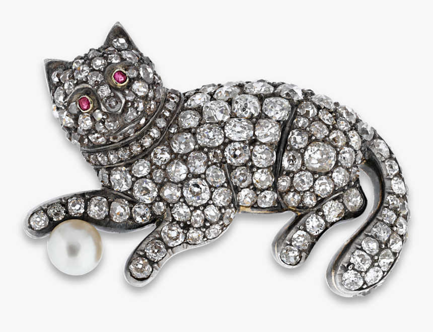 Victorian Diamond Cat Brooch - Diamond Cat, HD Png Download