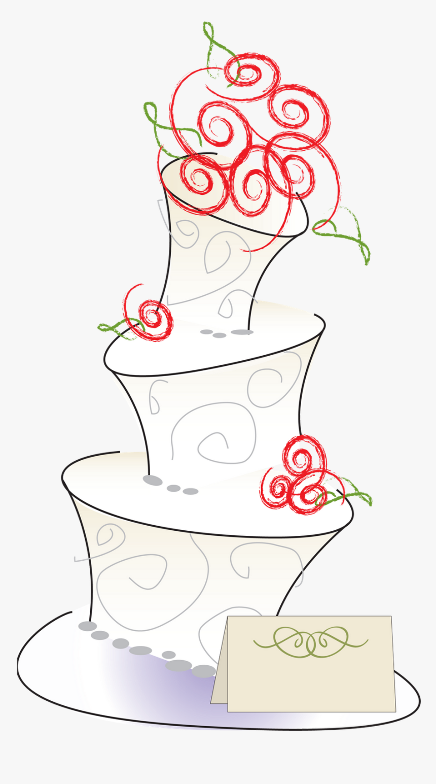 Wedding Clipart Red Whimsical Wedding Cake With - Clip Art, HD Png Download