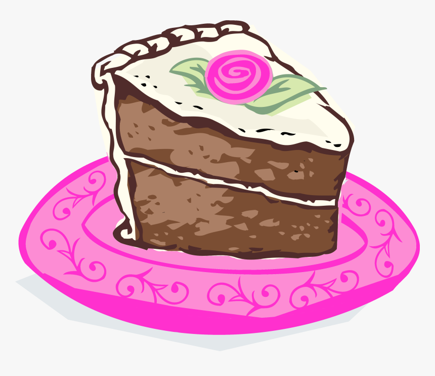 Chocolate Cake Clipart Bakery Cake - Pink Cake Slice Clipart, HD Png Download