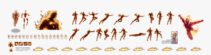 Human Torch Png Transparent - Human Torch Sprite Sheet, Png Download