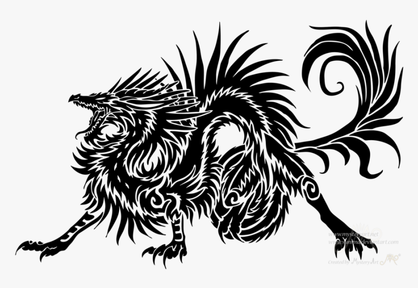 Dragon Clipart Tribal - Tribal Drawing Of Dragon, HD Png Download