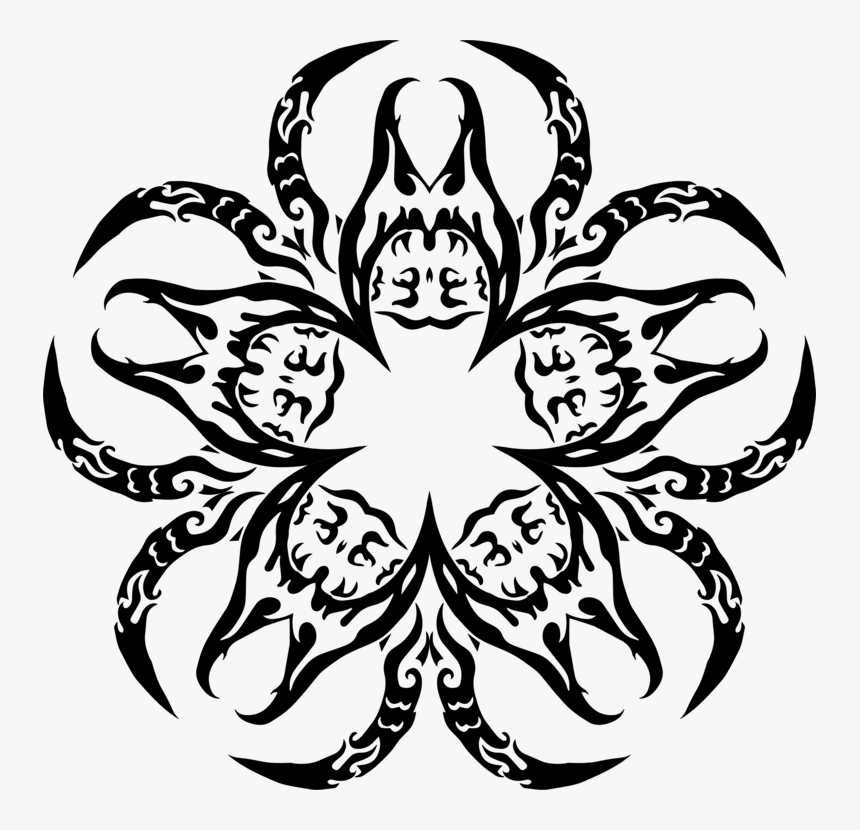 Transparent Tribal Clipart Black And White - Tribal Art Tribal Flowers, HD Png Download