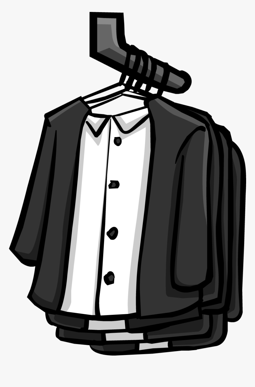 Wall Club Penguin Wiki - Clothes In The Hanger Clipart Black & White, HD Png Download