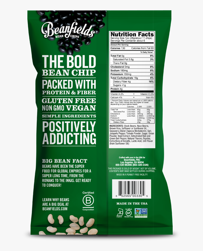 Jalapeño Nacho Bean Chips 
 
 Data Image Id 3581986603087 - Beanfields Pico De Gallo Chips, HD Png Download