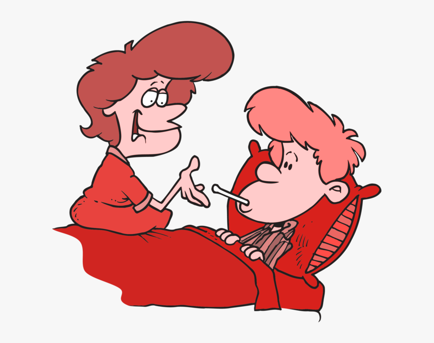 Mother Using Thermometer To Check Temperature Of Child- - Health Problems In Cartoon, HD Png Download