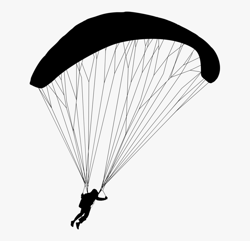 Air Sports,monochrome Photography,sky - Paragliding Clipart Black And White, HD Png Download