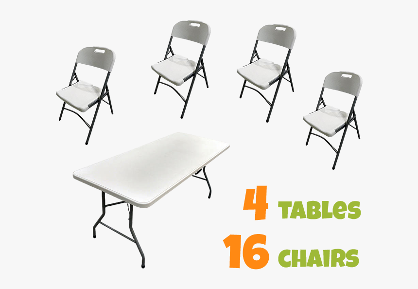 4 Tables And 16 Chairs - Folding Chair, HD Png Download