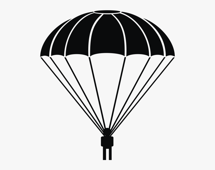 Parachute Rubber Stamp - Parachute Black And White Png, Transparent Png