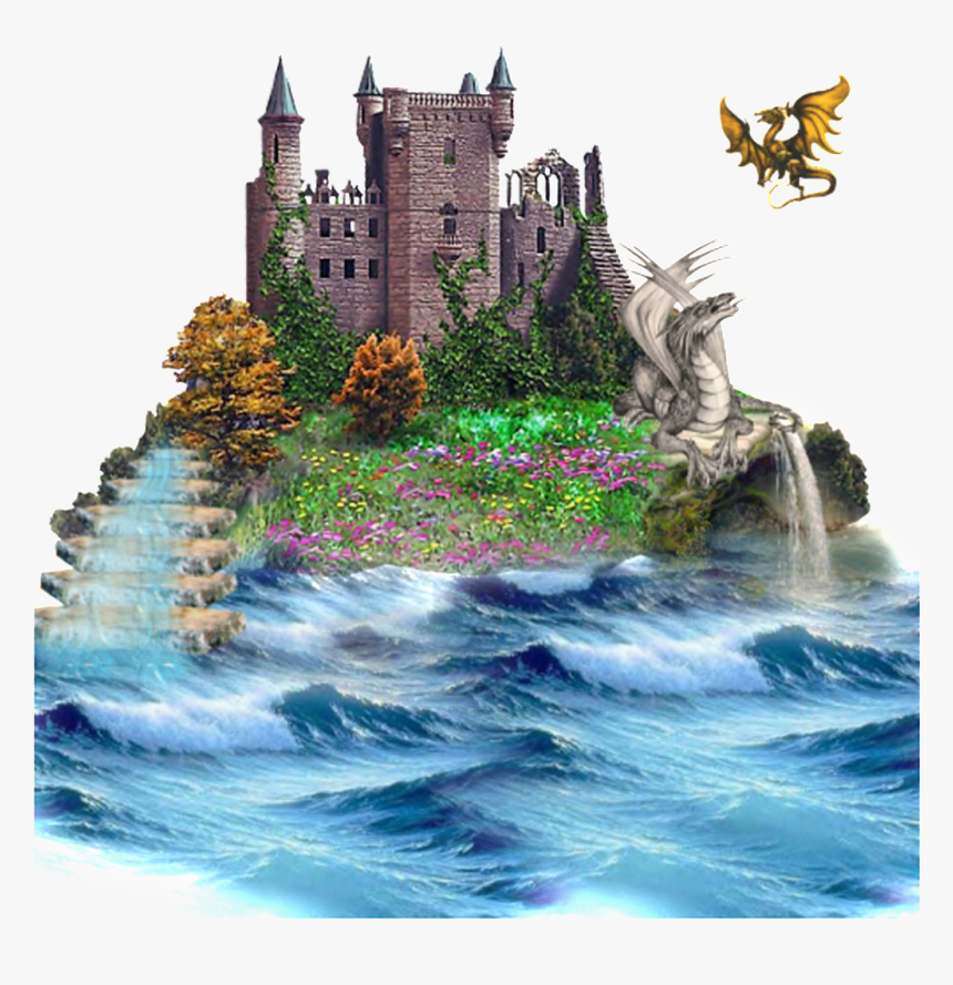 Painted Fairytale Castle Running Water Pattern Elements - Water Castle, HD Png Download