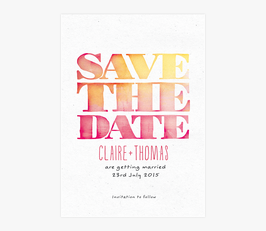 Savethedate Aquarelle Pepperandjoy Front Uk - Poster, HD Png Download