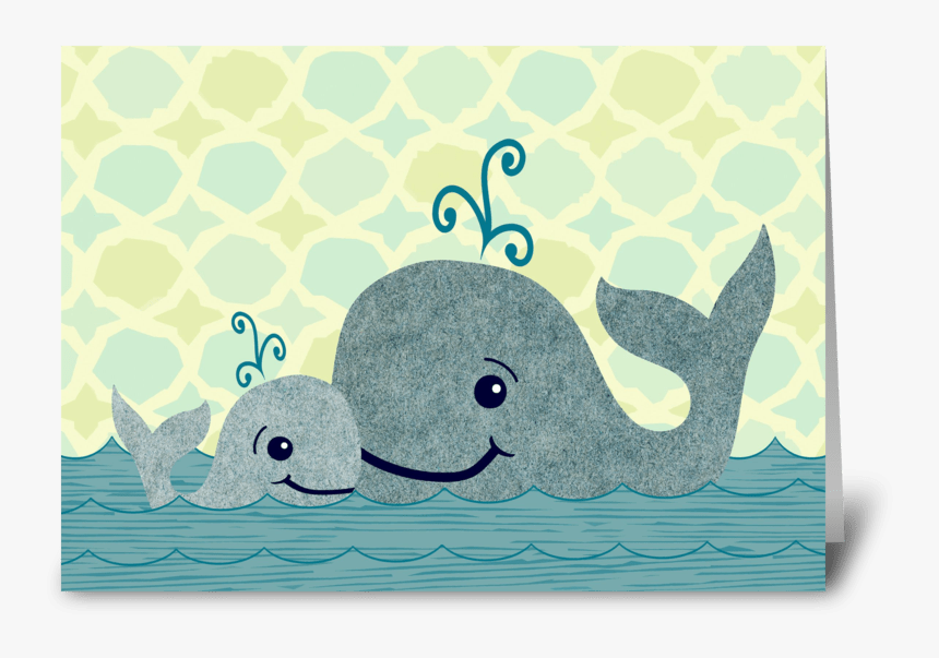 Whale Dad And Baby In The Sea Greeting Card - Cartoon, HD Png Download