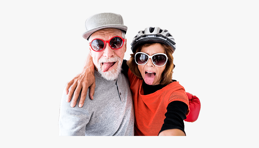 Old Couple In Shades With Tongues Out For A Selfie - Seniors Cool, HD Png Download
