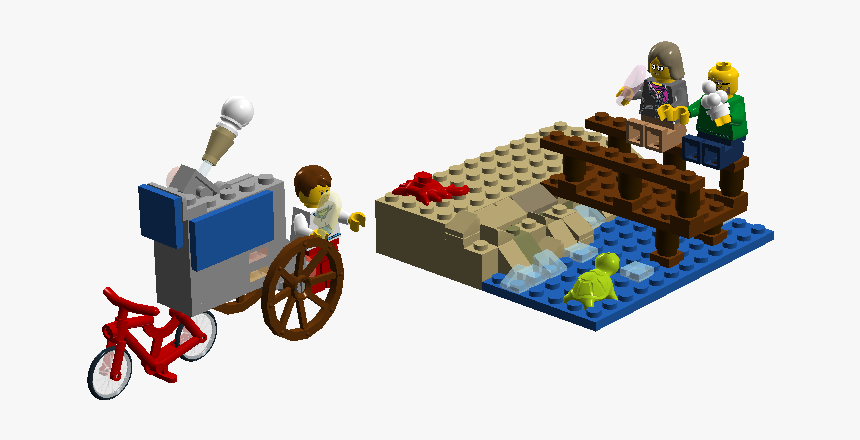 “at Lego Beach, An Old Couple Are Sitting On The Pier - Lego, HD Png Download