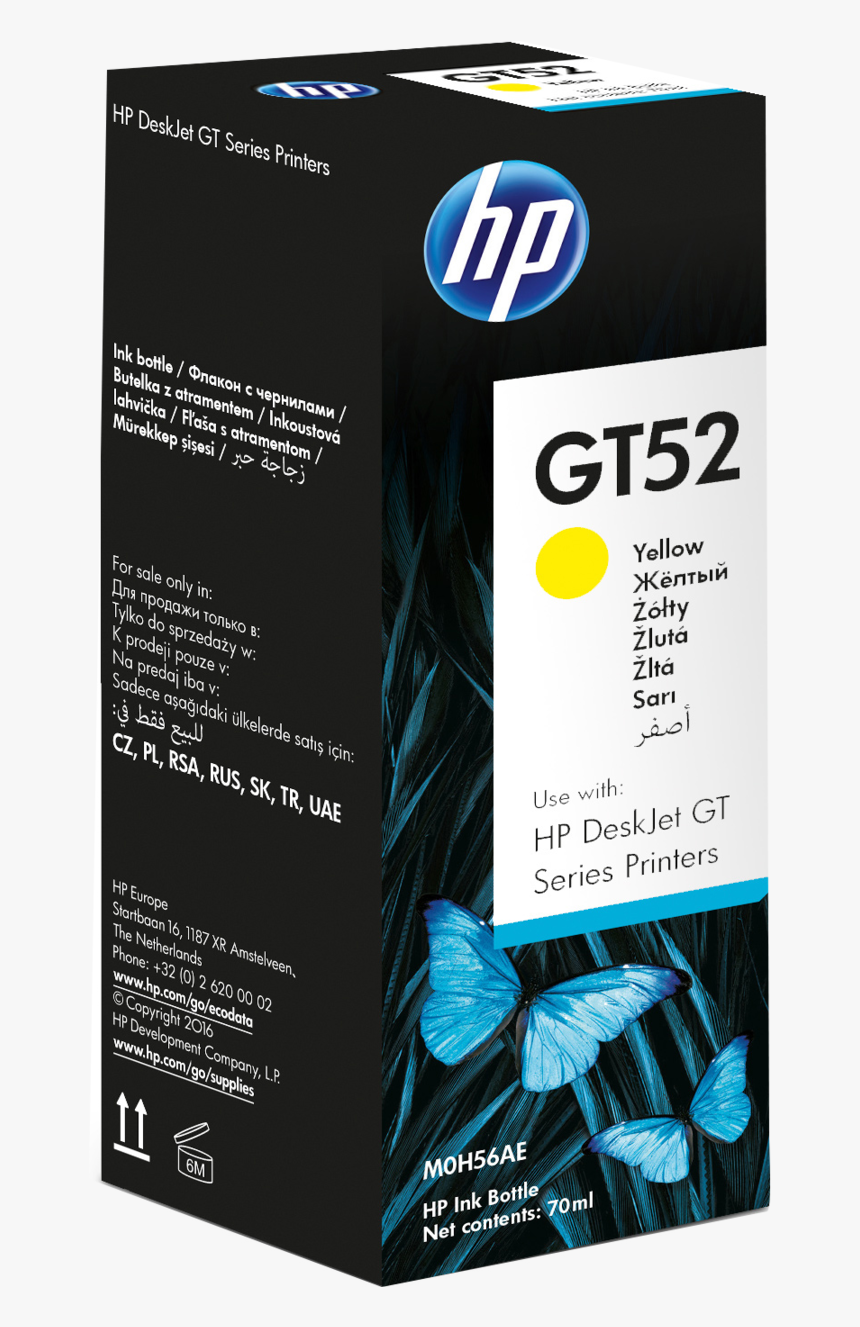 Hp Gt52 Magenta Original Ink Bottle, HD Png Download