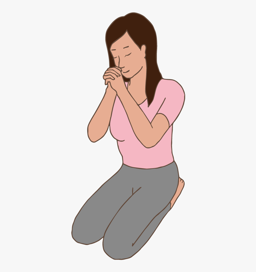 A Woman Praying - Cartoon, HD Png Download